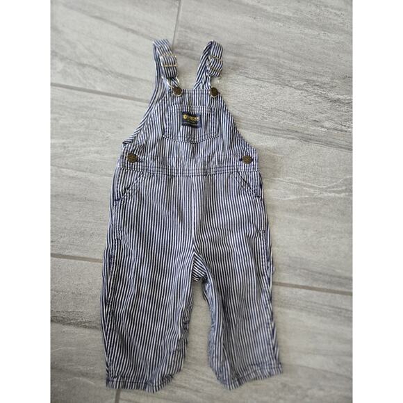 Vintage OshKosh B’gosh Vestbak Blue Stripped Overall Engineer Bibs 18M Made USA - Picture 1 of 12